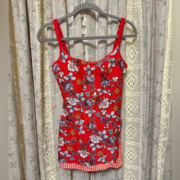 Ellen Tracy Other - Ellen Tracy Red Floral One Piece Swimsuit Skirted EUC Size 8